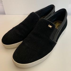 Michael Kors  black suede slip on sneakers